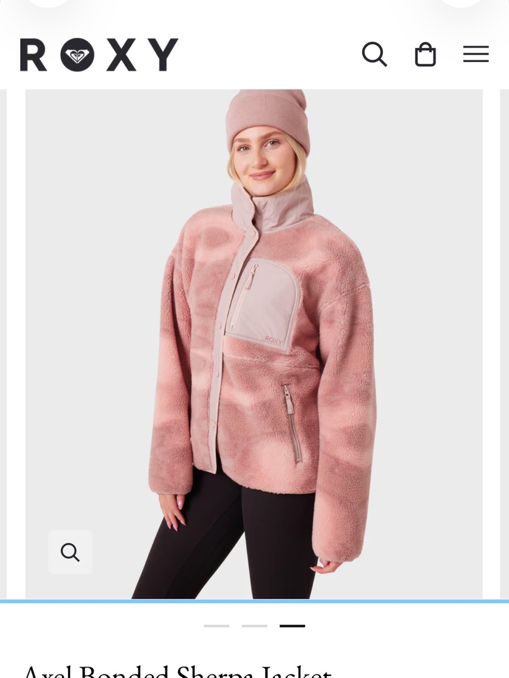 Roxy Axel Bonded Sherpa Jacket Pink Combo XL NWT Oversized Fleece $98